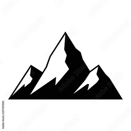 Stylized Mountain Peak Icon - Minimalist Black and White Silhouette