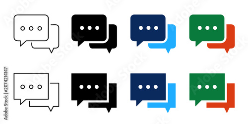Chat Message Bubble Icons Set, chat, message, bubble, speech, communication, Modern Flat Communication Speech Bubble Vector Collection