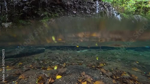 神奈川県箱根で撮影した千条の滝の透き通った水中の動画