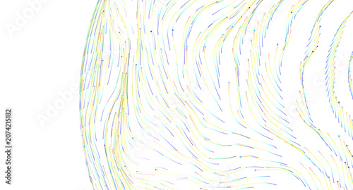 фотографія Abstract visualization of fluid dynamics with colorful lines and small data points