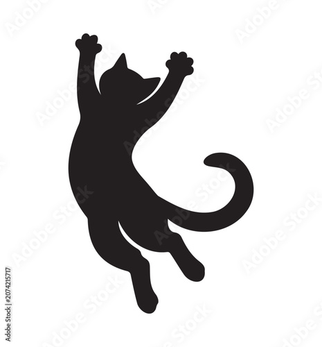 Dynamic leaping cat silhouette vector illustration for pet agility and playfulness concept