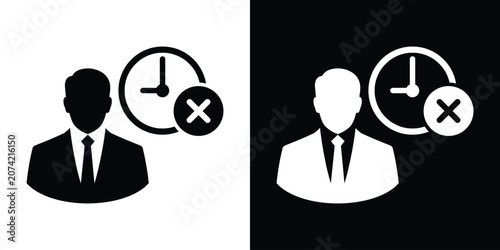 Tableau sur toile Businessman avatar icon with a clock and a cross cancel mark