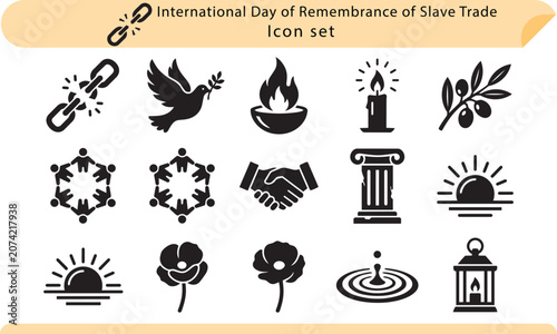 Obraz na plátně International Day of Remembrance of the Slave Trade icon set vector illustration