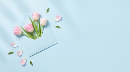 Mother's Day Envelope with Flowers Minimal Banner