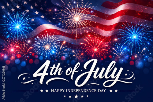 4th of July independence celebration fireworks patriotic American flag festive night