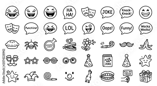 Obraz na plátně Comedy, Humor, Pranks, and Celebration Party Icons