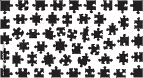 Tableau sur toile Assorted jigsaw puzzle pieces collection