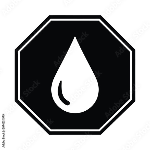 Water Drop Hazard Warning Symbol Commercial