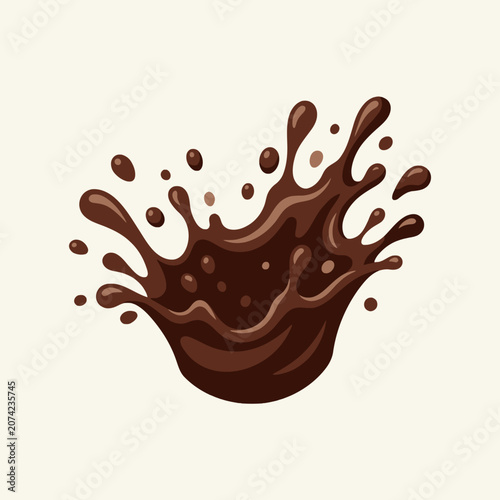 A dynamic splash of dark liquid chocolate on a plain background