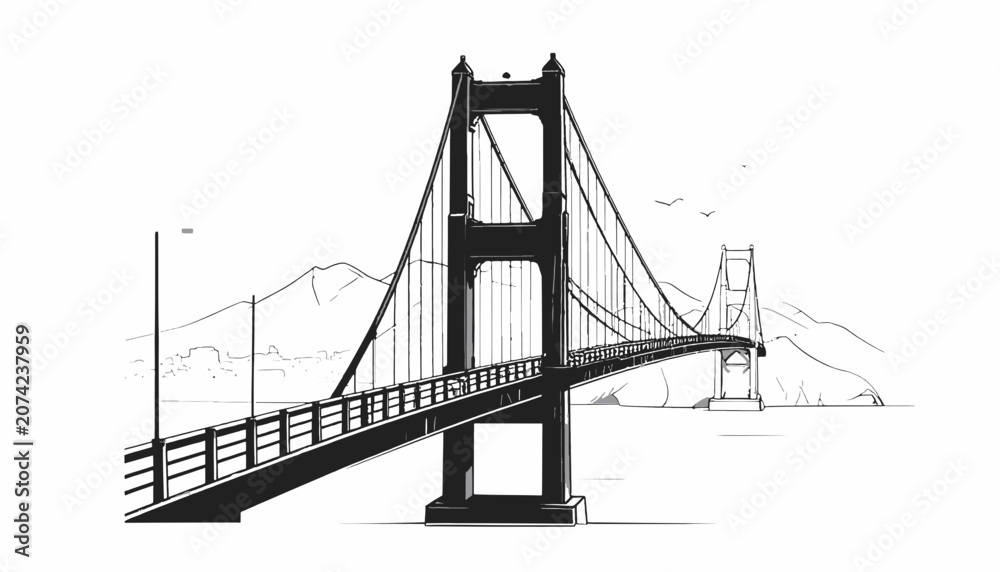 Fototapeta premium Suspension Bridge Structural Engineering Design.