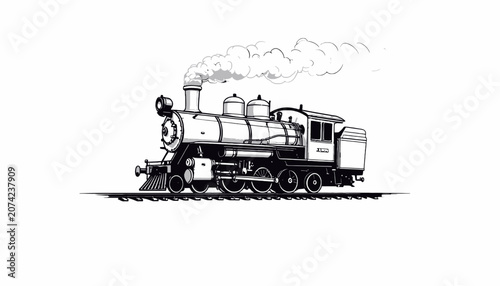 Vintage steam locomotive engine train.