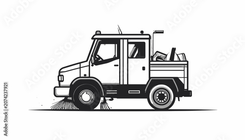 A white utility truck vehicle.