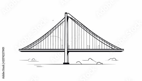 Detailed illustration of a cable stayed bridge.