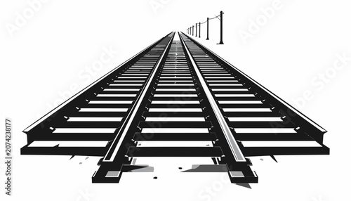 Railway tracks converge to distance horizon.