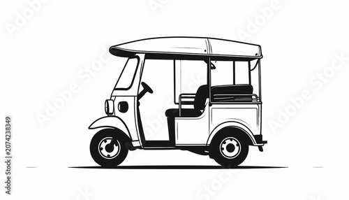 Electric golf cart vehicle side view.