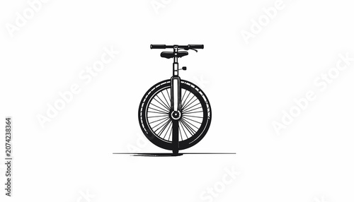 A single wheel unicycle standing upright.