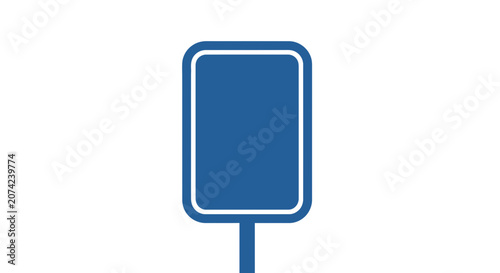 Blank road sign on a pole, isolated on white background