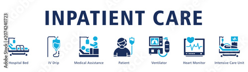 Canvastavla Inpatient Care web banner icon vector illustration representing hospital ward services and continuous patient monitoring