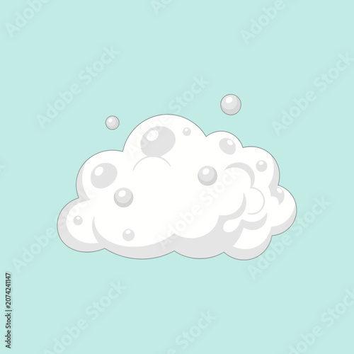 Tableau sur toile White soap foam bubbles on a light blue background