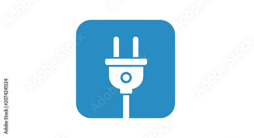 Electric plug icon on blue background