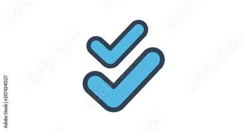 Two Blue Checkmarks Symbol for Approval or Confirmation