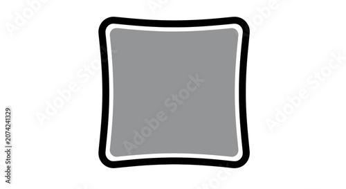 Gray Square Icon with Black and White Outline