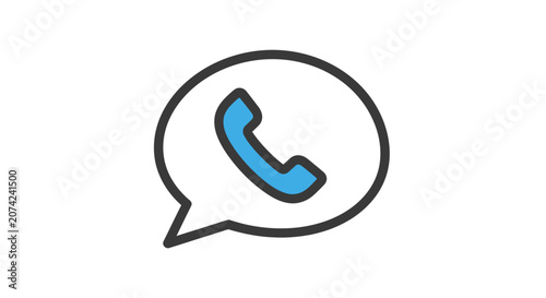 Communication icon with speech bubble and phone