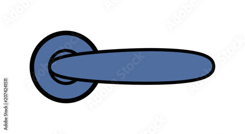 Door handle in blue color on white background