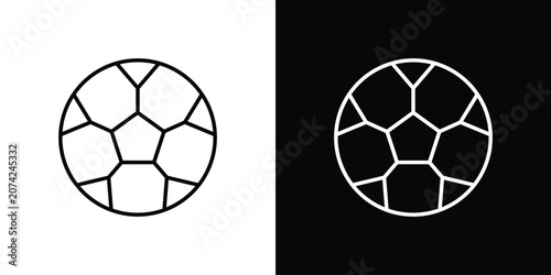 Football icon Line drawing illustrations in black and white