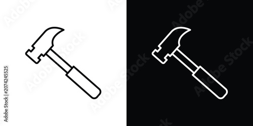 Photos Hammer icon Line drawing illustrations in black and white