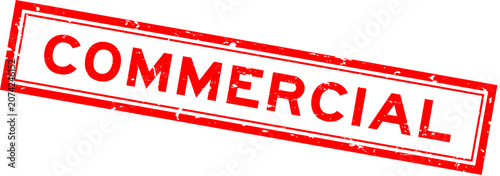 Εκτύπωση καμβά Grunge red commercial word rsquare ubber seal stamp on white background