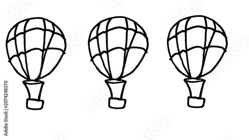 Obraz na płótnie Doodle Style Hot Air Balloons Pattern - Hand Drawn Aviation Illustration