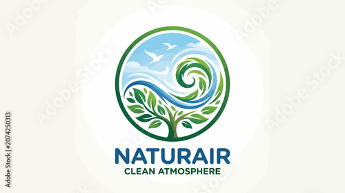 Eco friendly logo with green leaves.