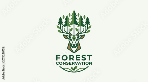 Forest Conservation Logo Deer Trees.
