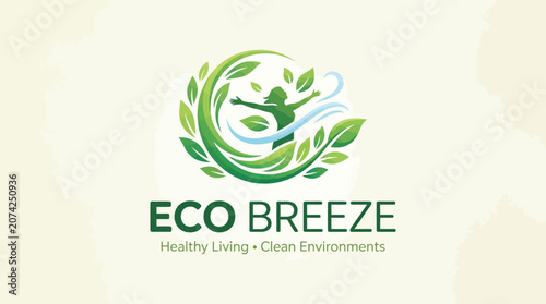 Eco Breeze Healthy Living Logo Design.