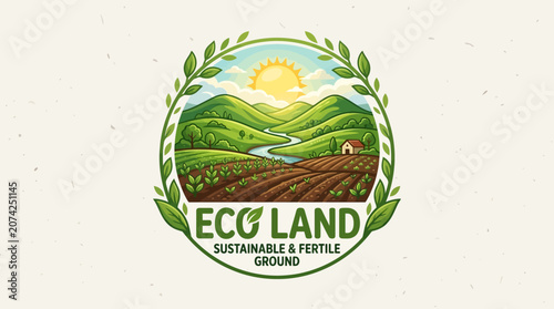 Eco Land Sustainable Fertile Ground Logo.