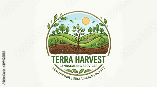 Terra Harvest Landscaping Services Logo Design.