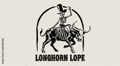 Bild auf Leinwand Retro skeleton rodeo artwork