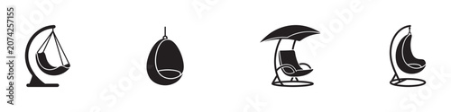 Foto Hanging chair and swing icon set