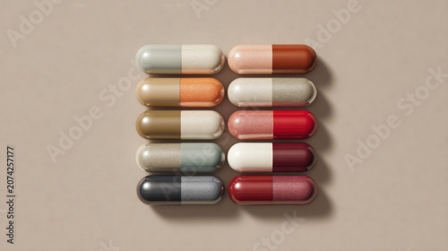 Colorful capsules scattered