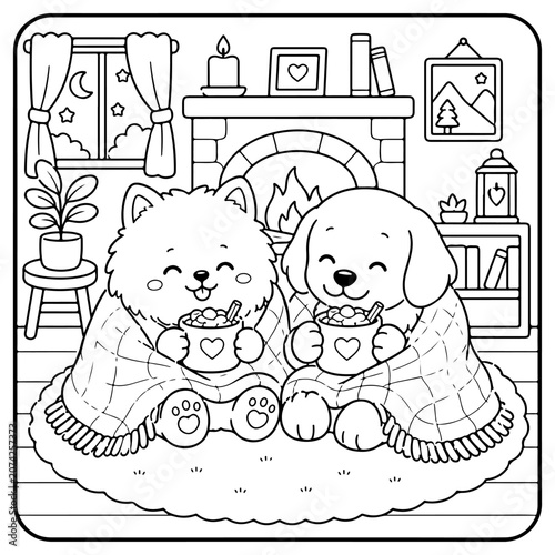 Dogs Comfy days cute and comfy cozy coloring pages