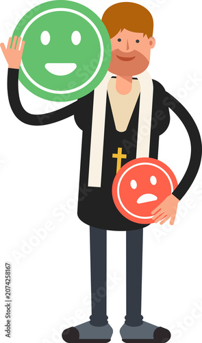 Priest Character and Emoticon Sign
