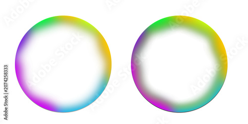 Multicolored gradient circles on transparent background for design elements