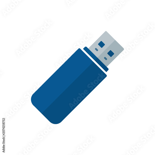 Fotografia A blue USB drive icon isolated on a white background