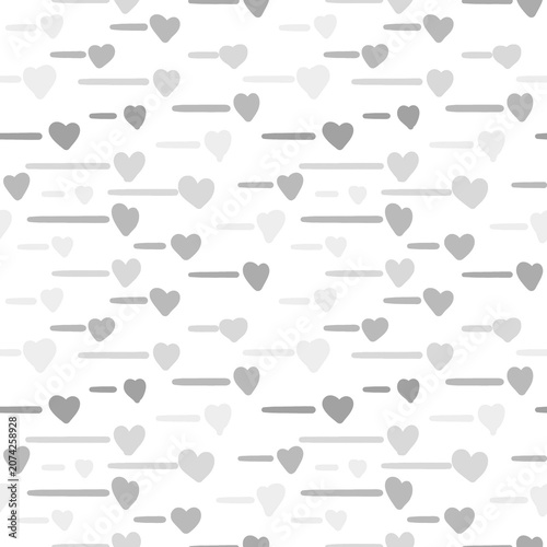 Seamless watercolor background made of hearts. Hand-drawn Design for postcards, invitations, wrapping paper.
