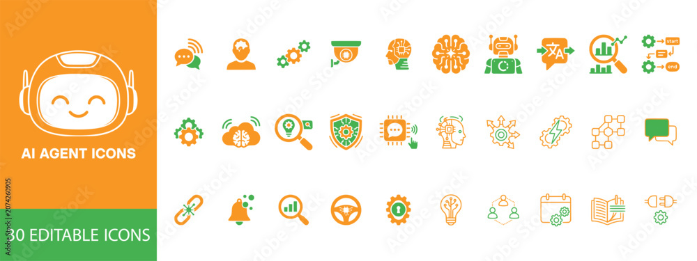 Fototapeta premium AI Agent Icons Pack.