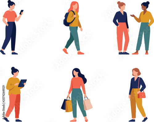 Modern flat people illustration daily lifestyle activities minimal design