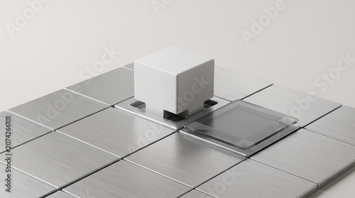 Minimalist 3D abstract concept of composable software architecture and API integration module for enterprise SaaS cloud infrastructure