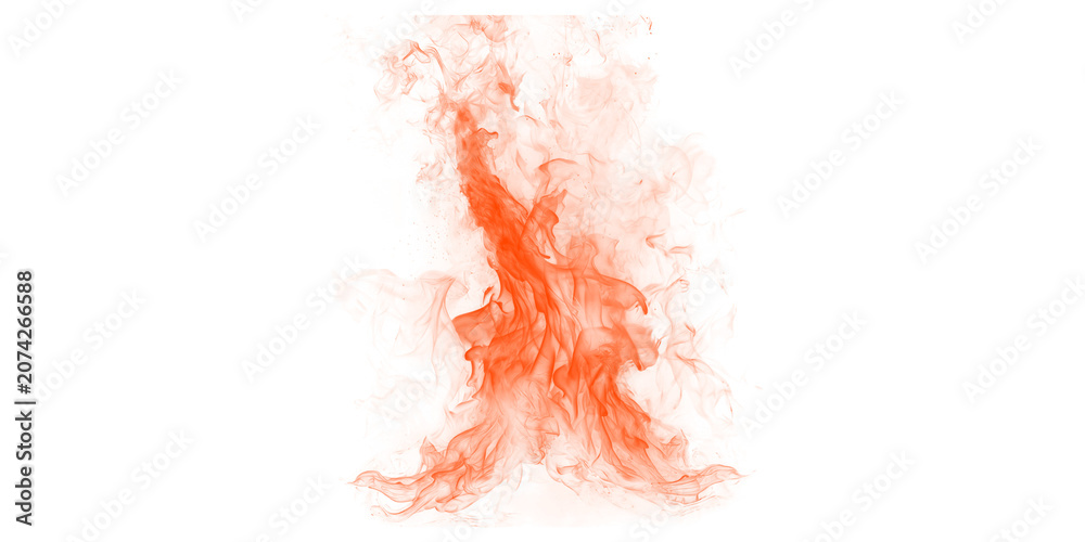 Fototapeta premium Vibrant orange smoke rising upwards isolated on transparent background with dynamic swirling patterns and textures