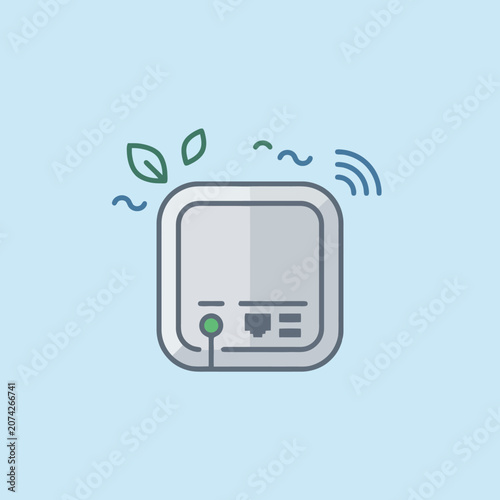 Smart home device with air quality and wireless connectivity icon
